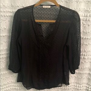 Love Stitch Black Sheer Blouse